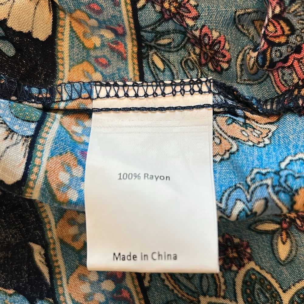 Floral Midi Dress in Blue and Orange - Picture 7 of 7